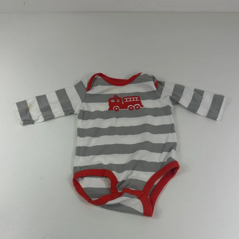 Baby Boy Lot of (3) Onesies 3 Months Stripes Firetruck Smiley Faces Kids Toddler